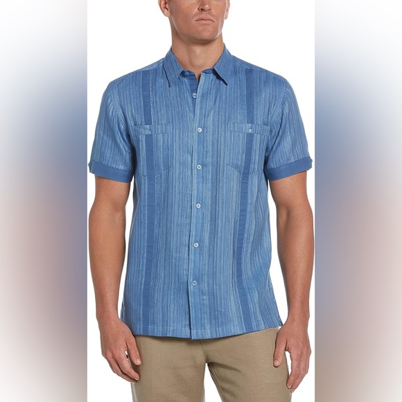 Cubavera Other - Cubavera | Linen Blend Two Pocket Guayeabera Shirt in Blue Size XL